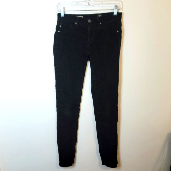 AG Adriano Goldschmied Black Corduroy Legging Super Skinny Jean Size 26 - Picture 1 of 12